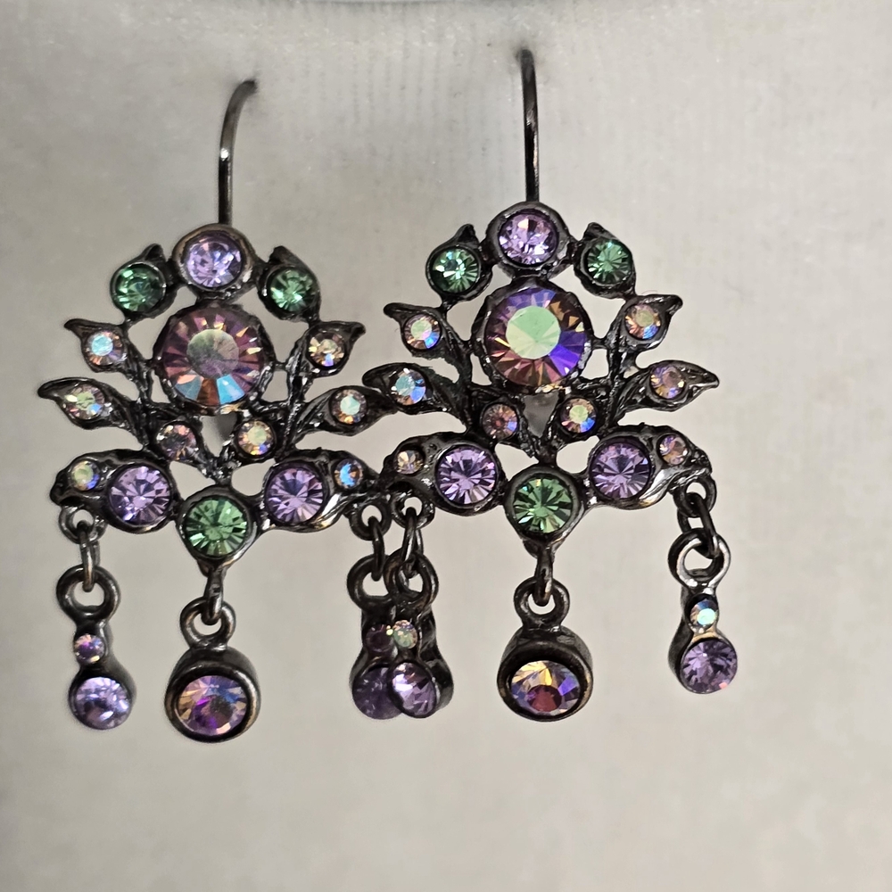 Kirks Folly Purple and Green Chandelier Earrings